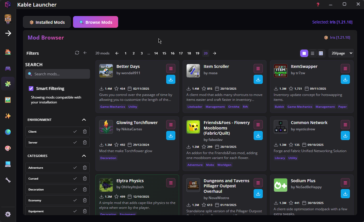 Kable Launcher Mod Search
